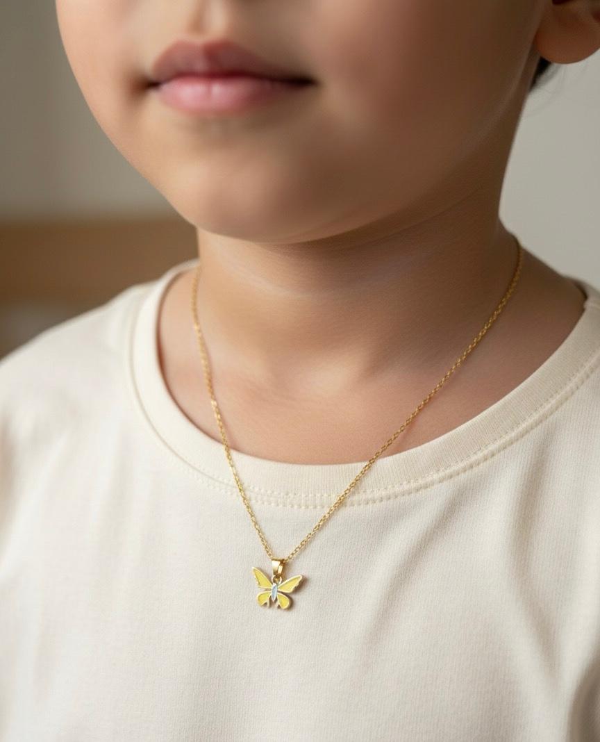 Yellow Butterfly Kids Anti Tarnish Necklace - Nimé By Shop Trendys