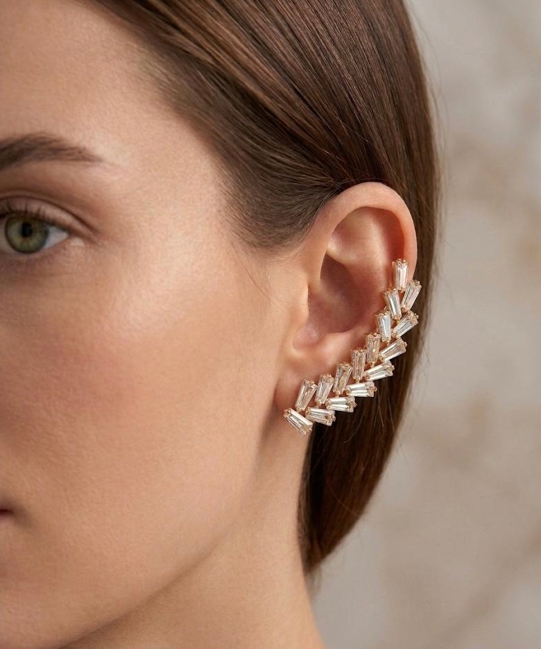 Women Golden Statement Stone Earcuff (Single Ear) (Pressed) - Nimé By Shop Trendys