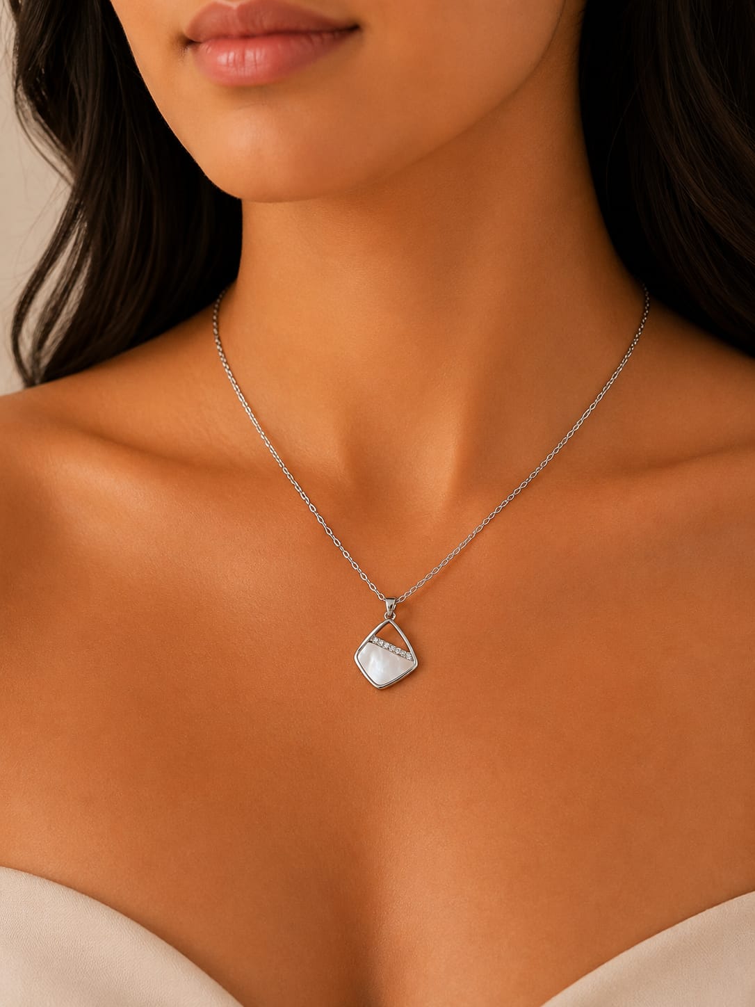 Silver Rectangle Necklace (Anti Tarnish) - Nimé By Shop Trendys