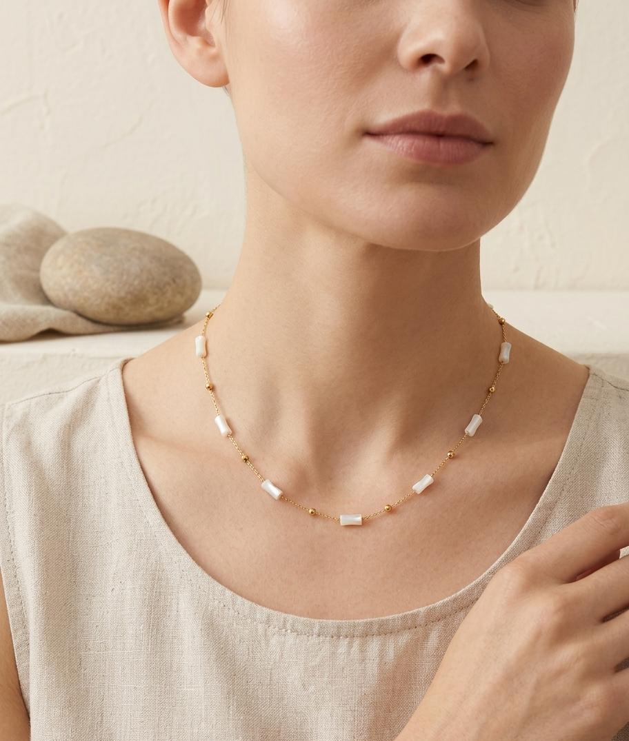 Elegant Pearl Tube Charm Necklace ( Anti Tarnish ) - Nimé By Shop Trendys