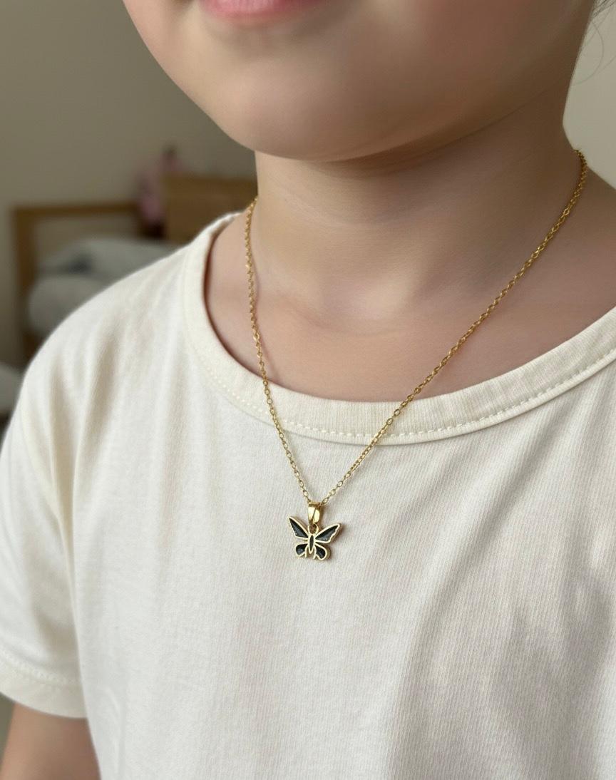 Black Butterfly Kids Anti Tarnish Necklace - Nimé By Shop Trendys