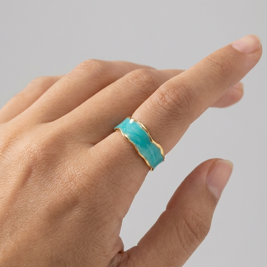 Flat Grey Enamel Ring - Adjustable - Nimé By Shop Trendys