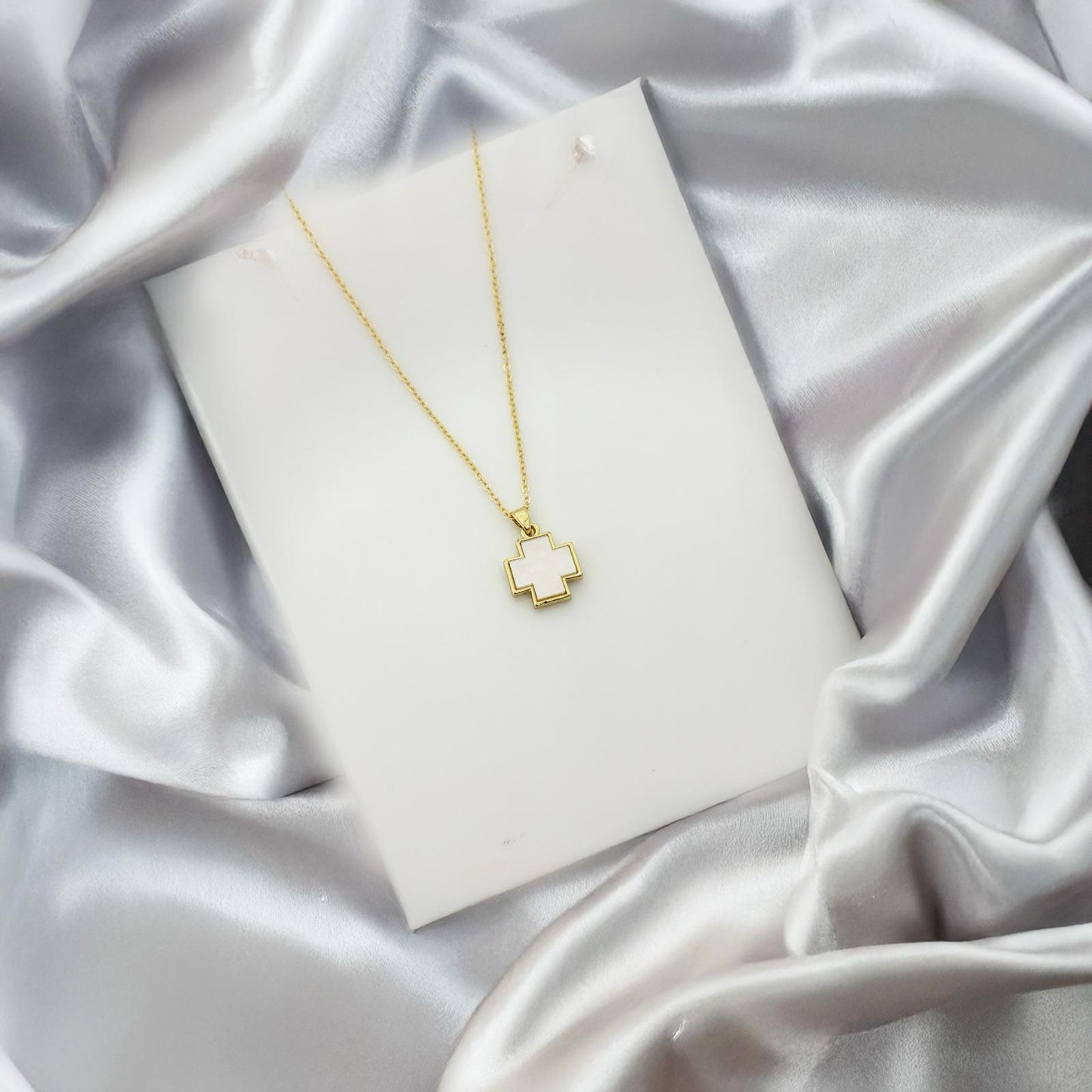 Golden Cross Pearl Necklace
