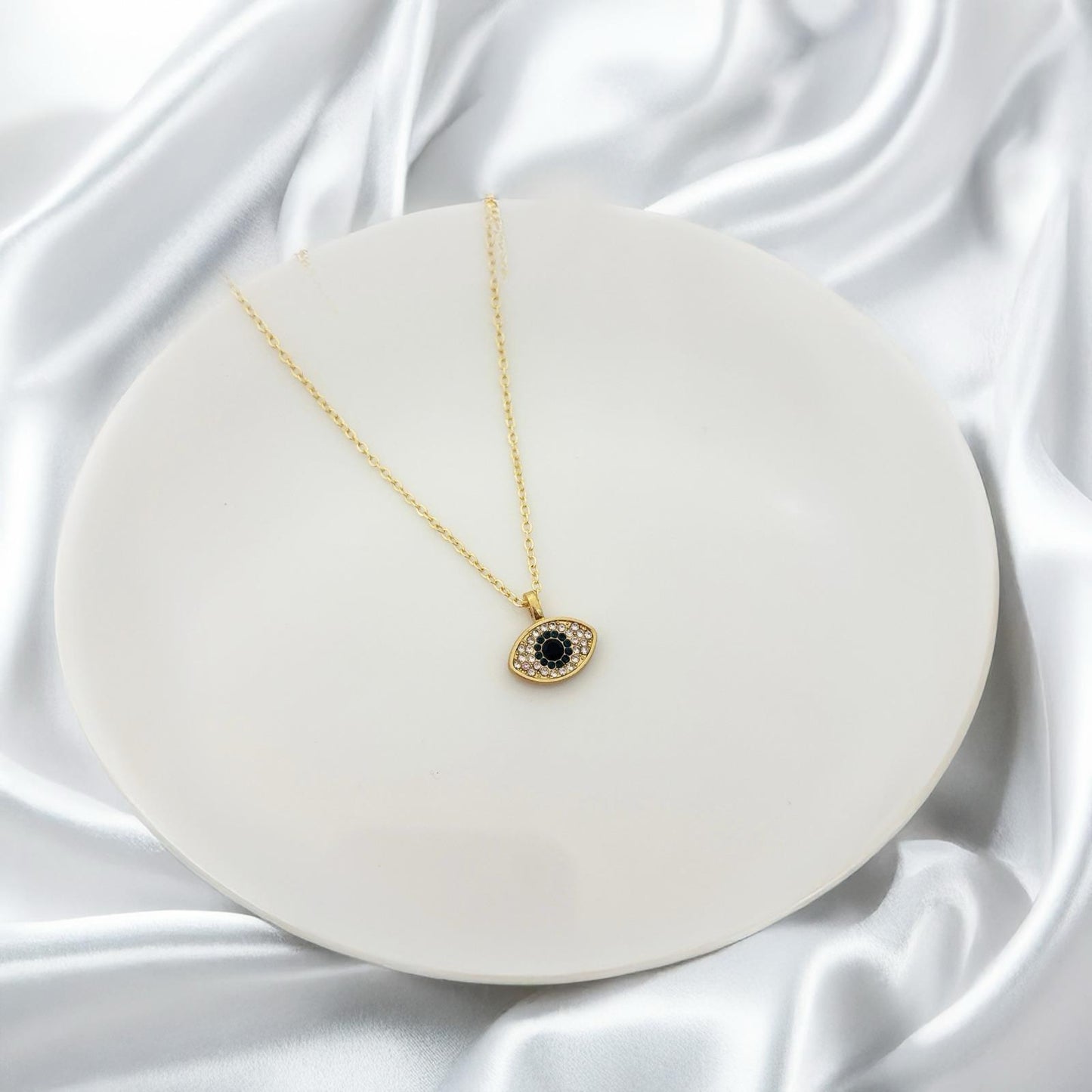 Women Colour Bling Diamond Evil Eye Necklace