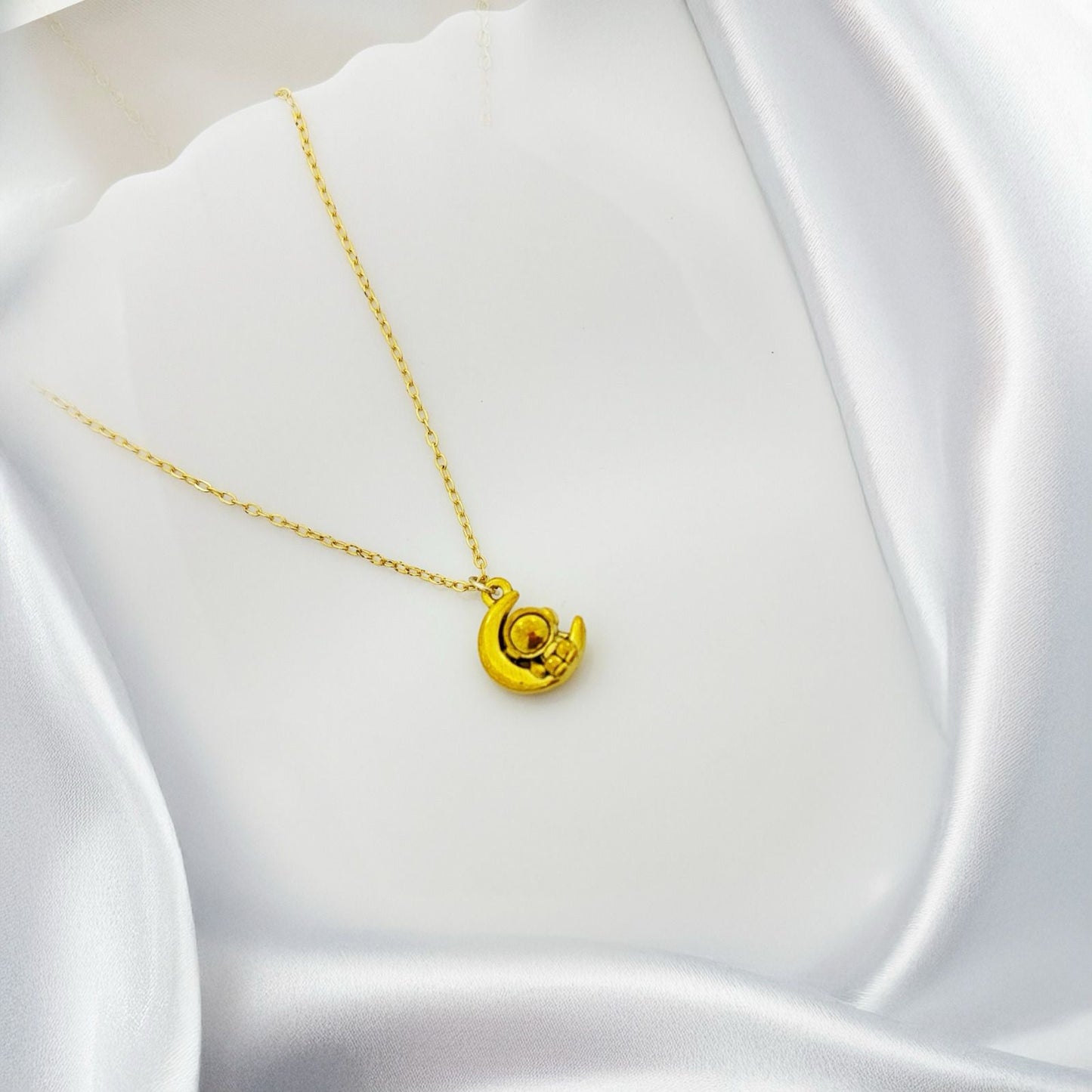 Women Moon Astronaut Necklace