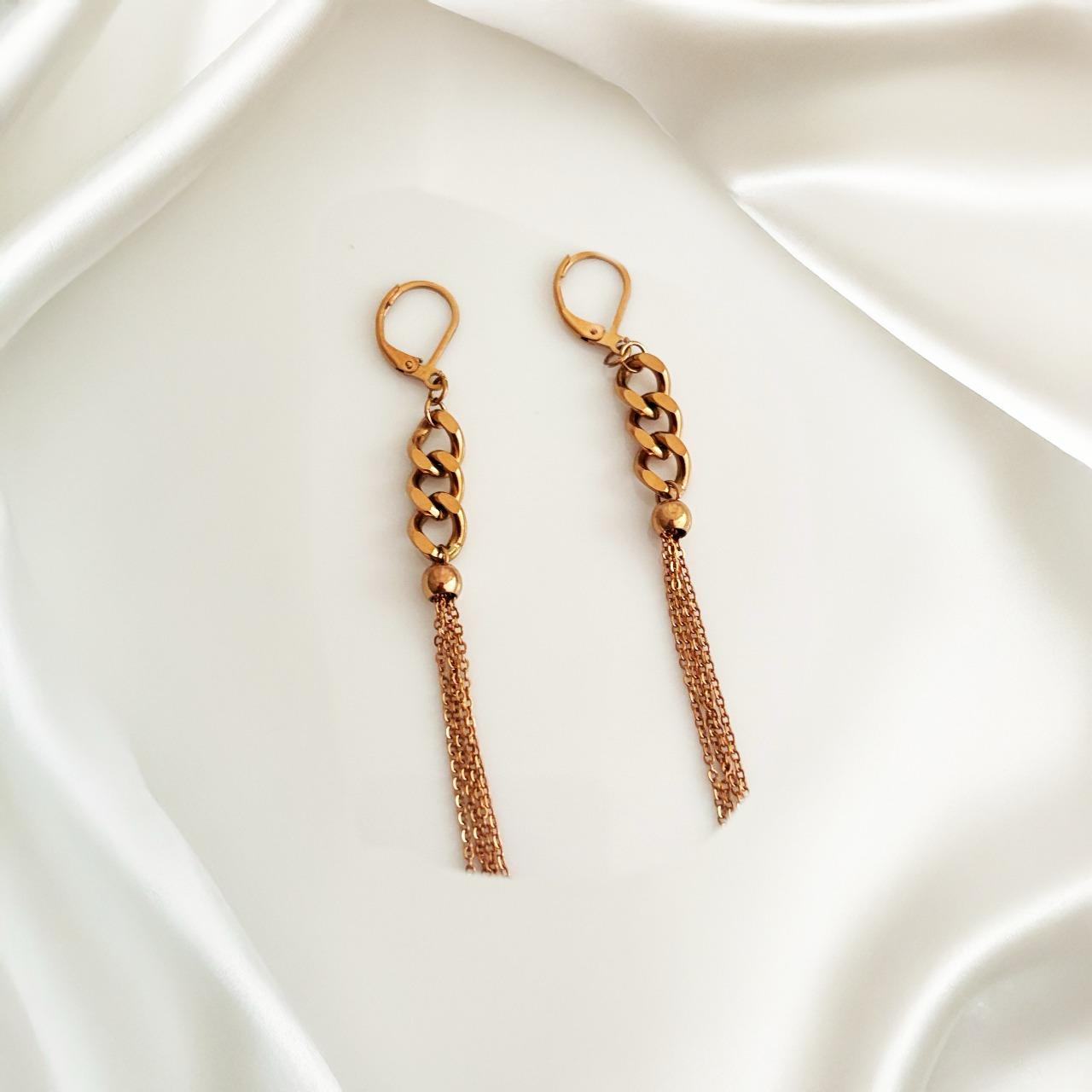 Halo Luxe Chain Link Tassel Drop Women Earring (Waterproof & Anti Tarnish)