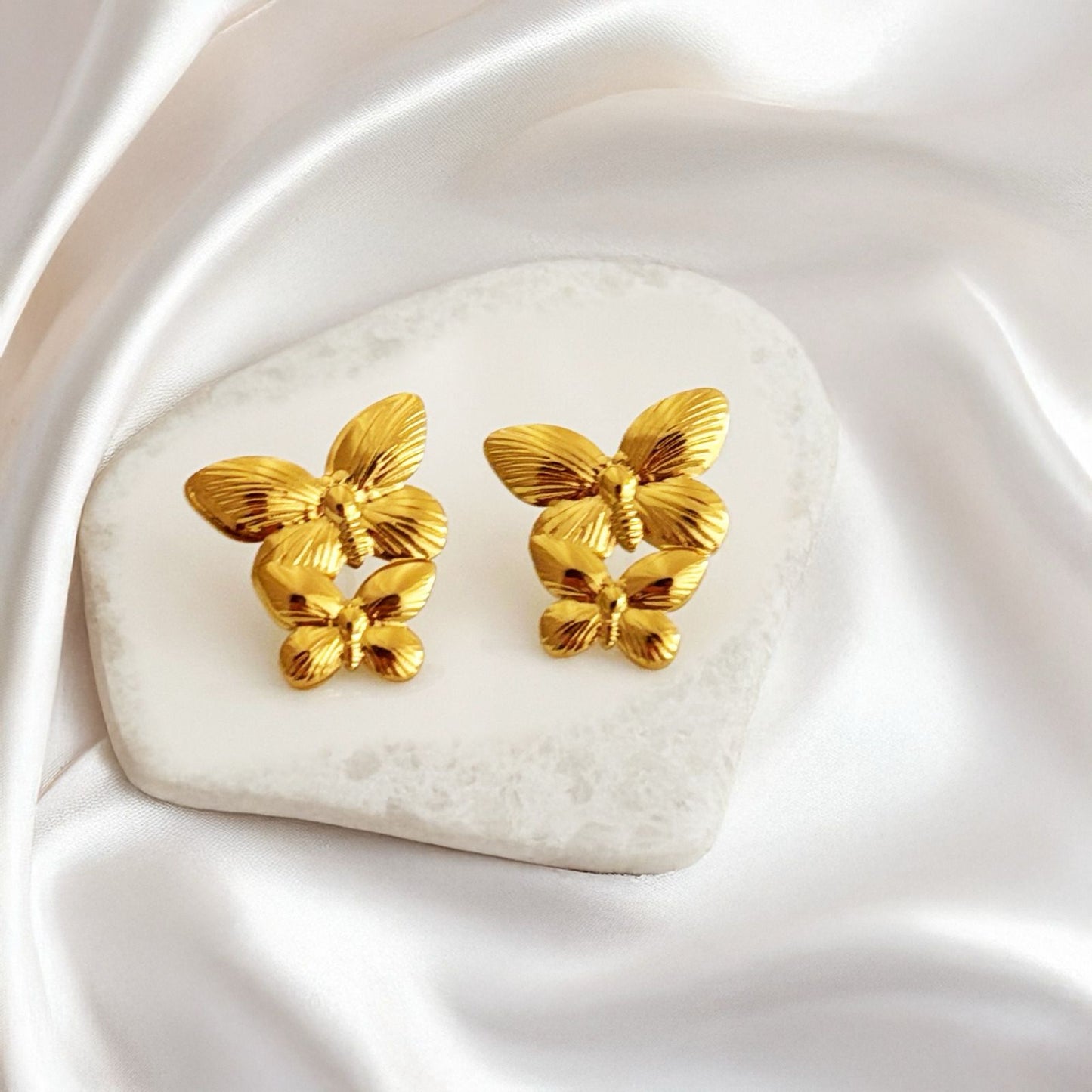 Halo Luxe Elegant Golden Butterfly Hoop Women Earring (Waterproof & Anti Tarnish)