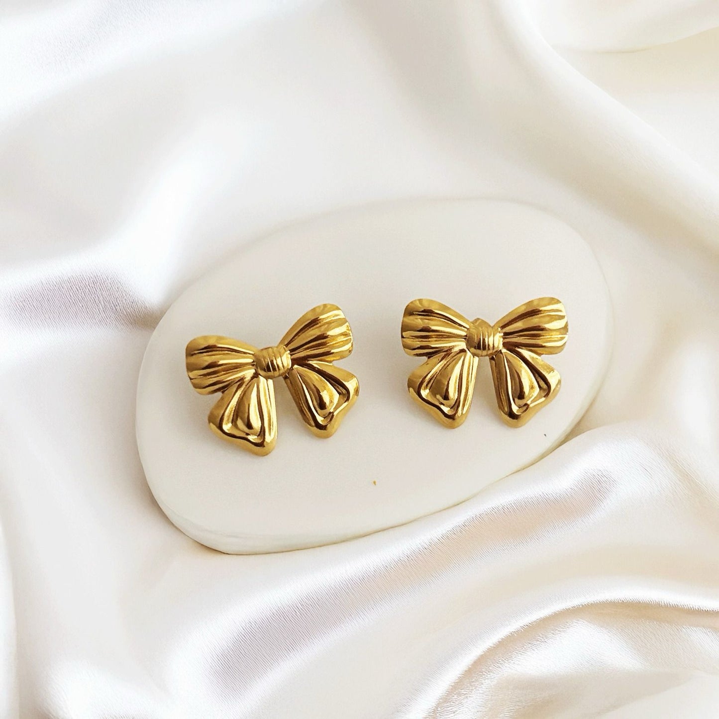 Halo Luxe Elegant Bow Gold Studded Women Earring(Waterproof & Anti Tarnish)