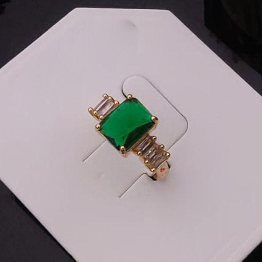 Emerald & Blush Luxe Band Women Rings(Adjustable) (Green)