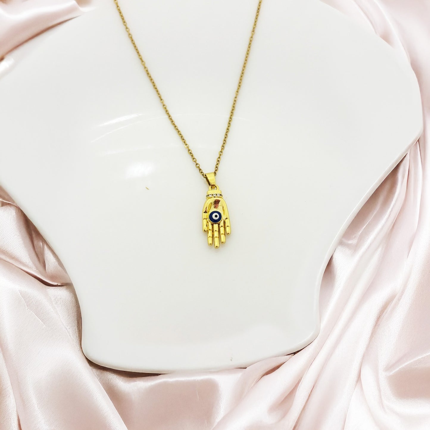 Hamsa Glow Women Necklace (Stainless Steel)