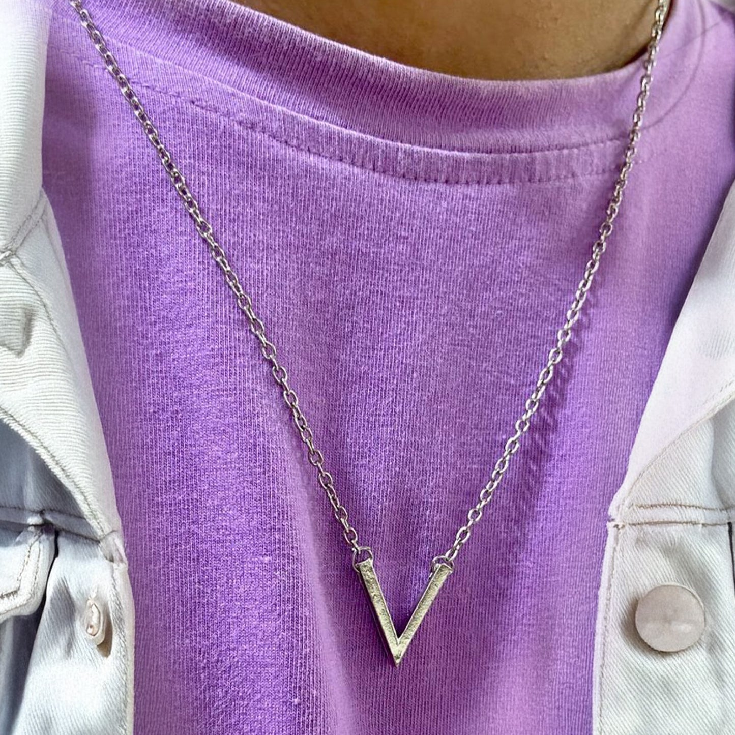 Men V Silver Chain Necklace