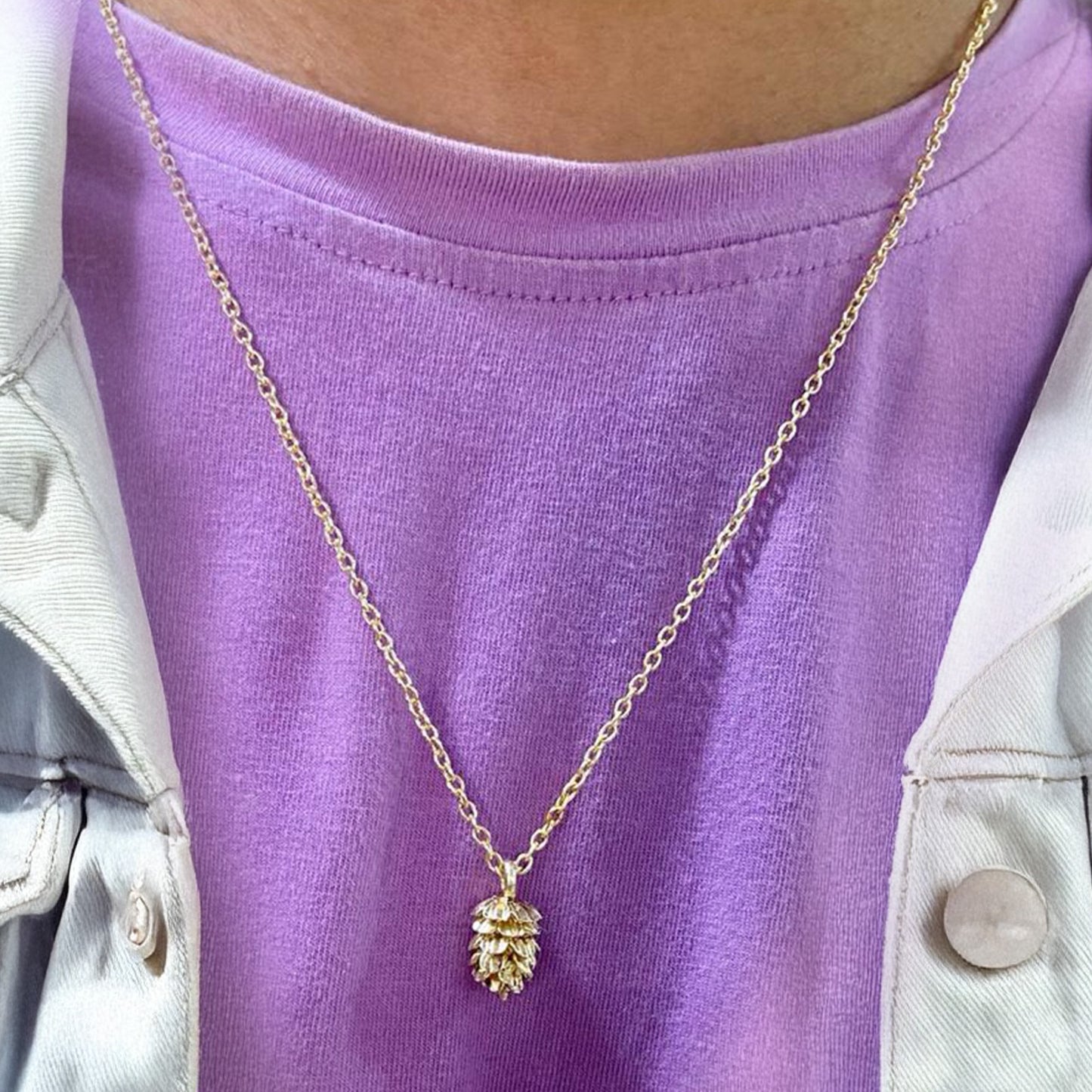 Men Pinecone Golden Chain Necklace