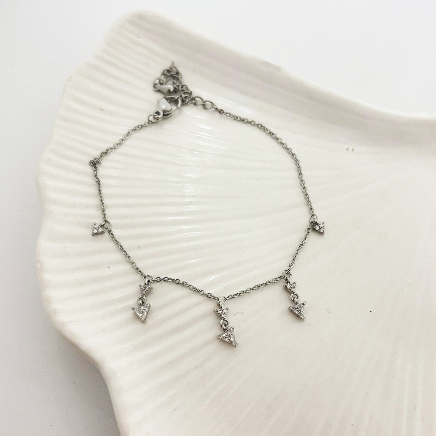 Triangle Charm Silver Bracelet (Anti Tarnish)