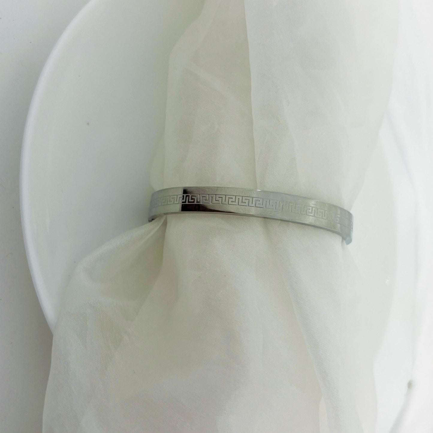 Thin Tribal Silver Men Kada