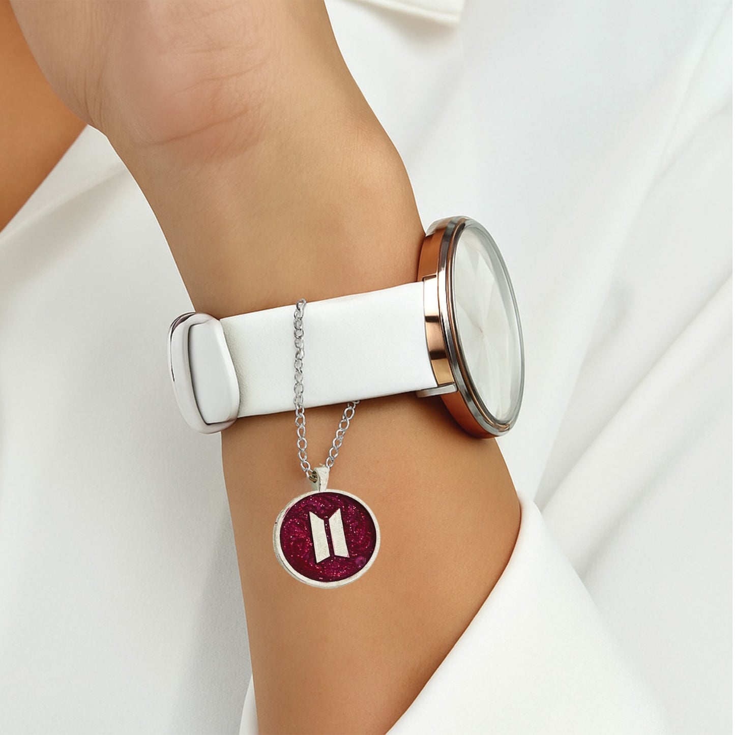 Purple BTS Silver Watch Charm