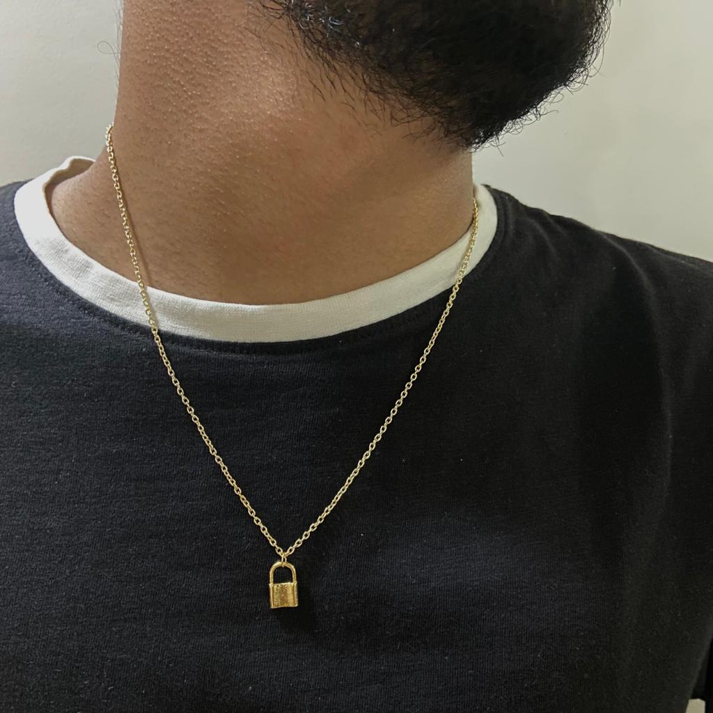 Men Mini Lock Chain Necklace