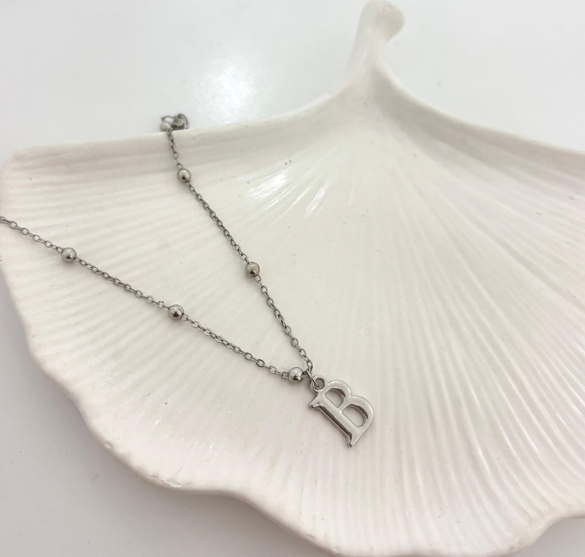 Silver Ball Chain Initial Women Necklace - Nimé By Shop Trendys
