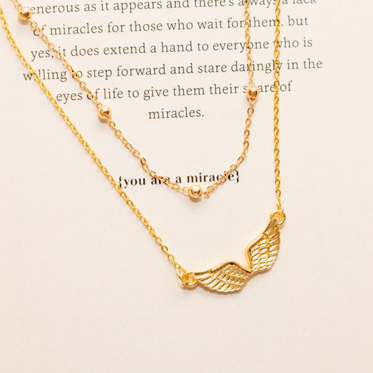 Angel Wings Two Layered Women Necklace - Nimé By Shop Trendys