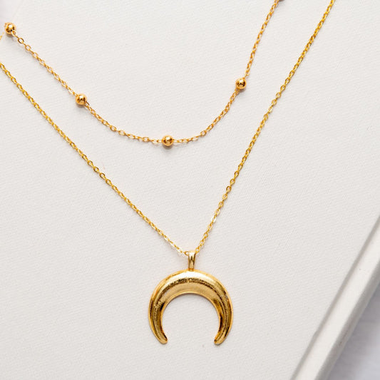 Moon Two Layered Women Necklace - Nimé By Shop Trendys