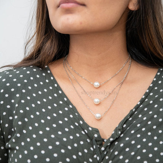 Pearl Chain Three Layered Women Necklace - Nimé By Shop Trendys