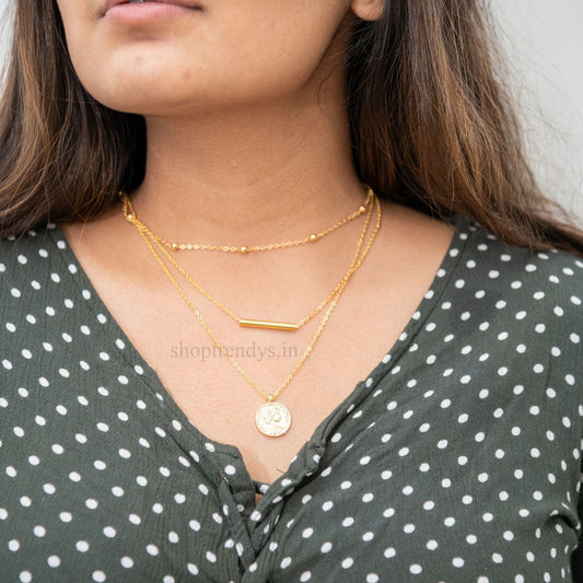 Three Layered Women Necklace - Nimé By Shop Trendys