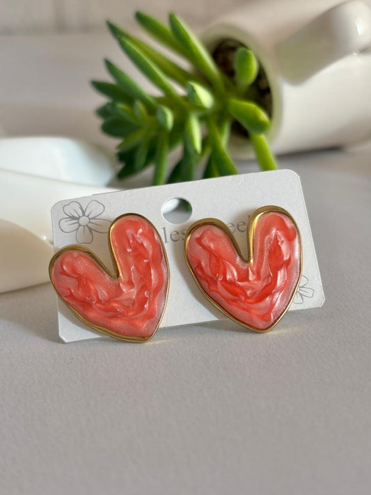 Women Enamel Chunky Heart Earring - Nimé By Shop Trendys