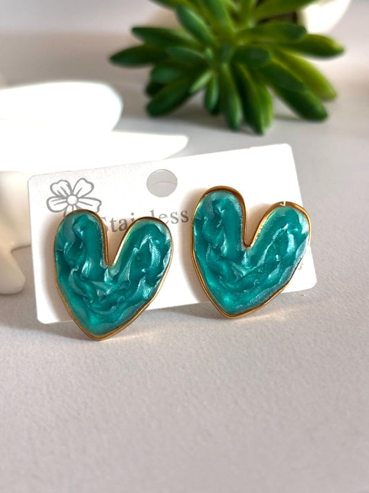 Women Enamel Chunky Heart Earring - Nimé By Shop Trendys