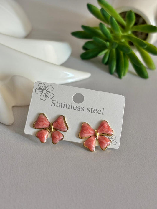 Women Enamel Dainty Bow Earring - Nimé By Shop Trendys