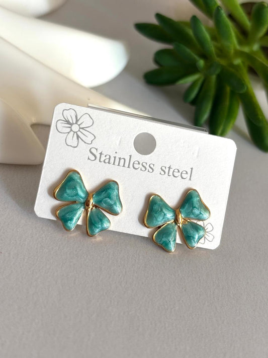 Women Enamel Dainty Bow Earring - Nimé By Shop Trendys