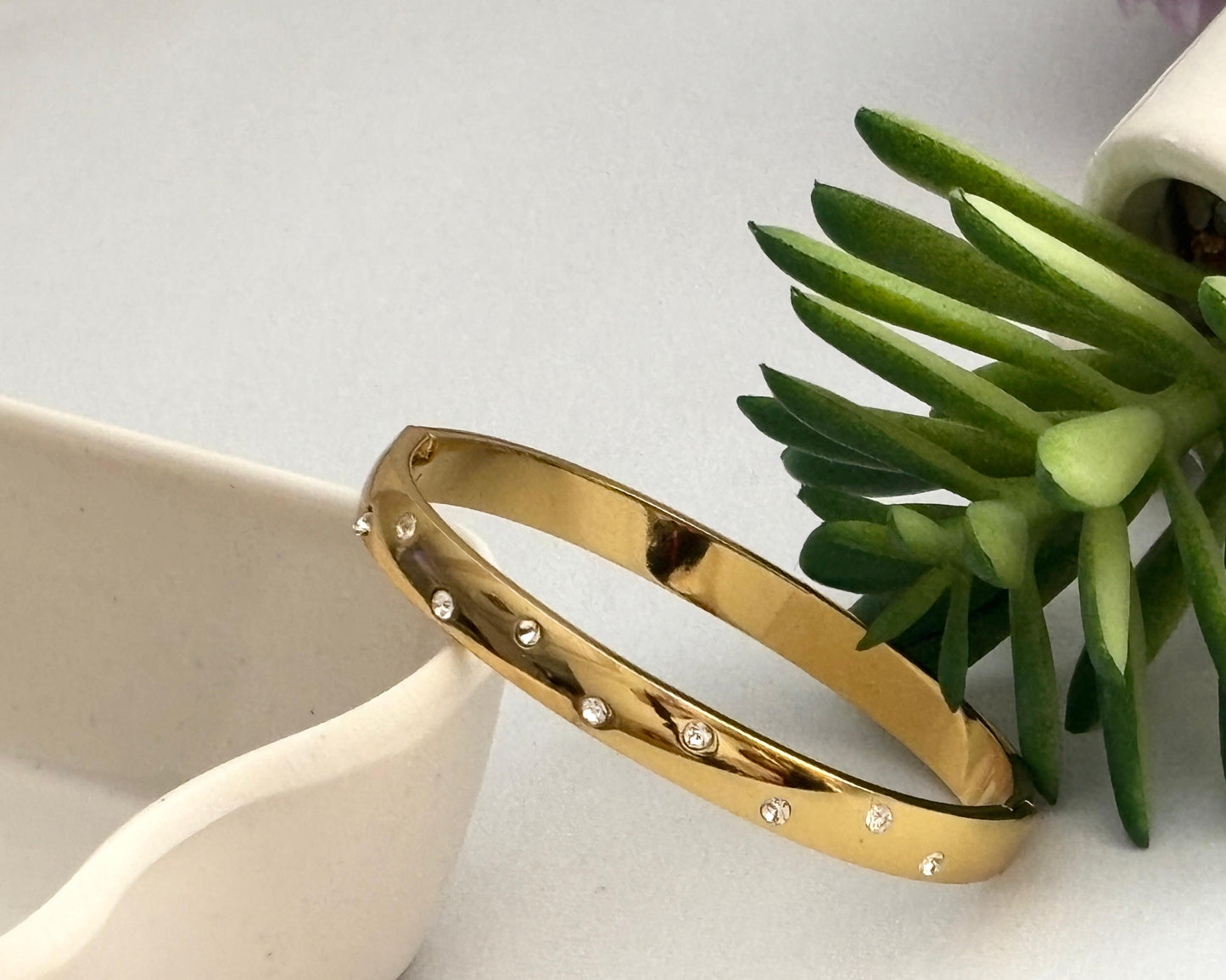 Women Golden Diamond Kada Bracelet (Anti Tarnish) (Small Size) - Nimé By Shop Trendys