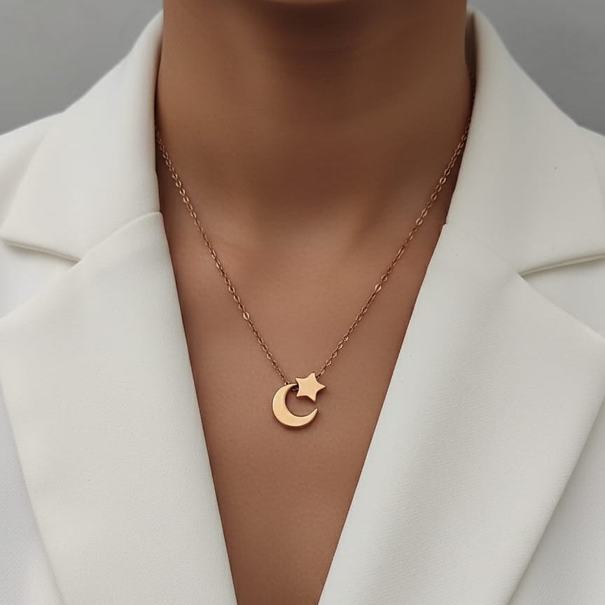 Women Golden Moon Star Necklace (Anti Tarnish) - Nimé By Shop Trendys