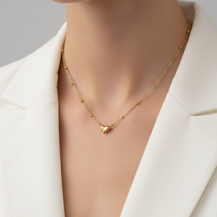 Women Heart Ball Chain Necklace (Anti Tarnish) - Nimé By Shop Trendys