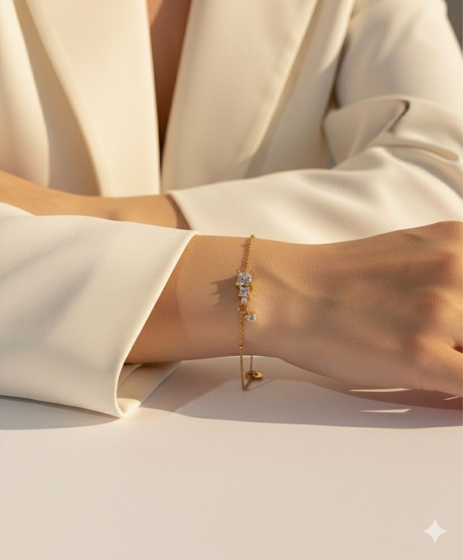 Women Golden Stone Hanging Bracelet (Anti-Tarnish) - Nimé By Shop Trendys