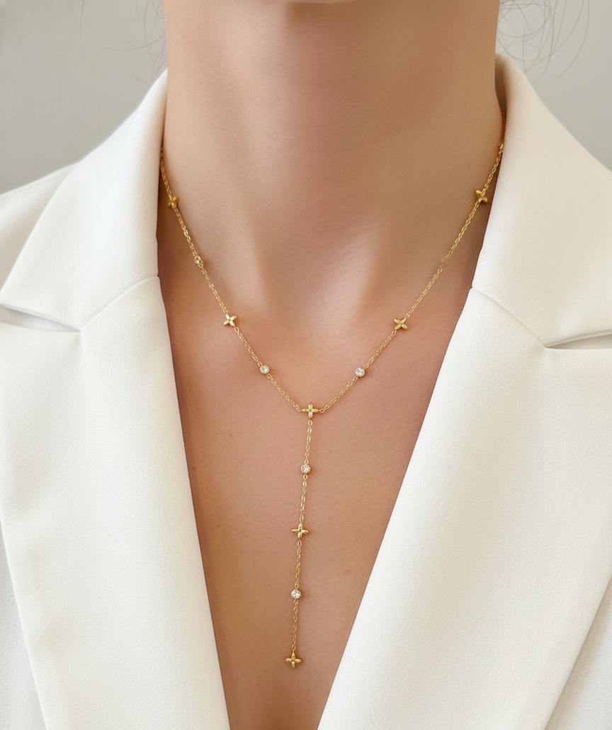 Women Clove Diamond Y Layered Necklace (Anti Tarnish) - Nimé By Shop Trendys
