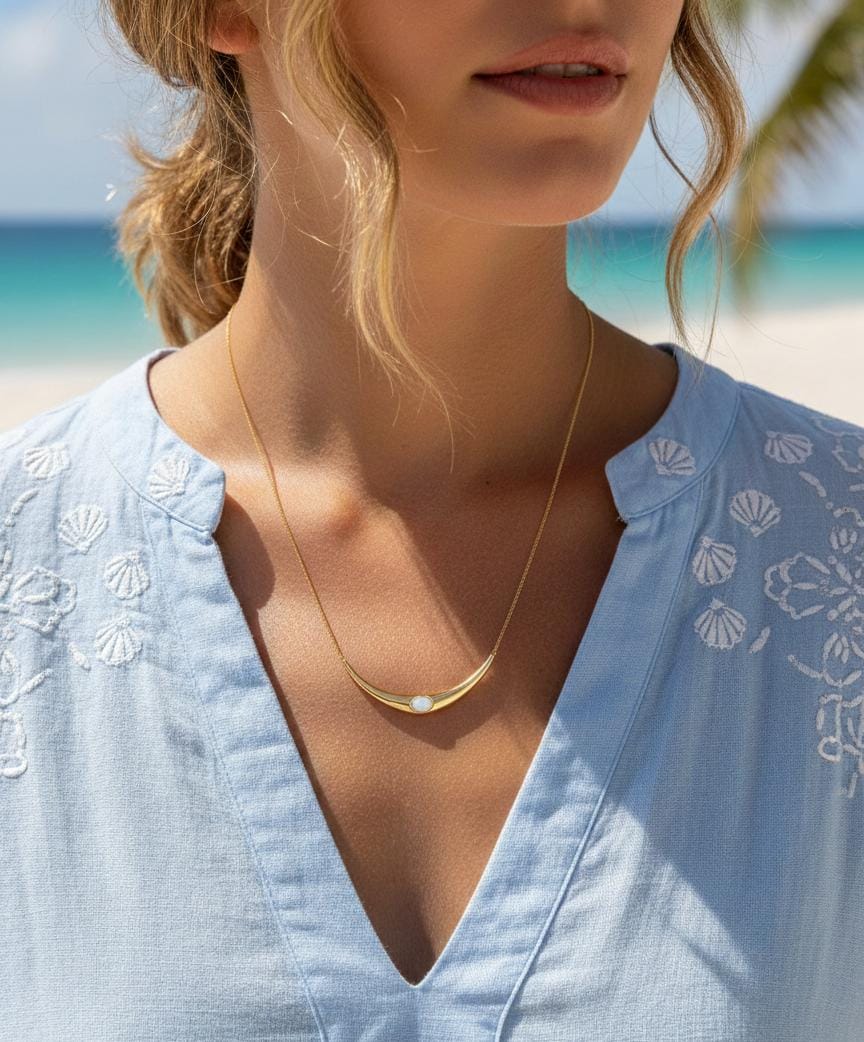Women Curve Pearl U Necklace (Anti Tarnish) - Nimé By Shop Trendys