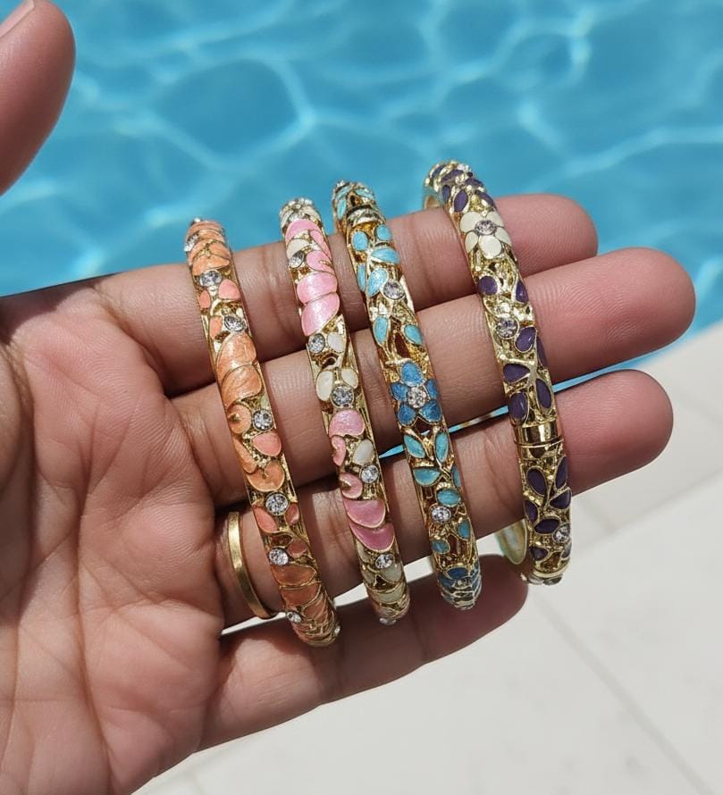 Women Diamond Enamel Kada Bracelet - Nimé By Shop Trendys