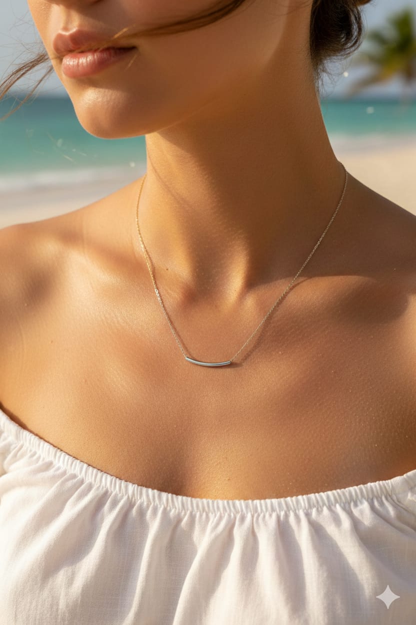 Curve Chain Women Dainty Necklace - Nimé By Shop Trendys