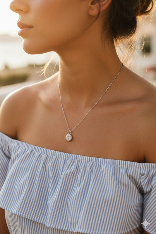 Circle Stone Women Dainty Necklace - Nimé By Shop Trendys