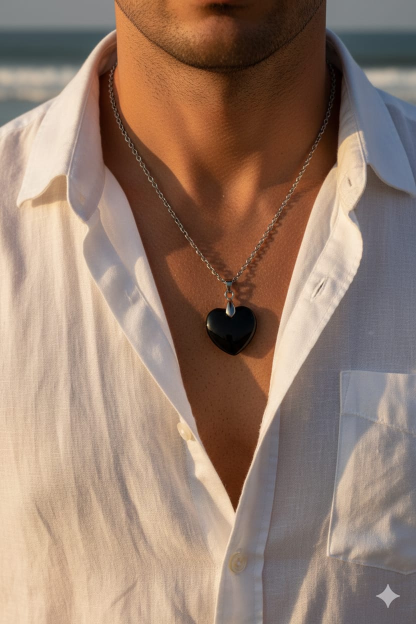 Men Stone Heart Necklace - Nimé By Shop Trendys