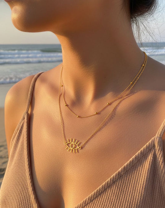 Women Evil Eye Layered Necklace - Nimé By Shop Trendys