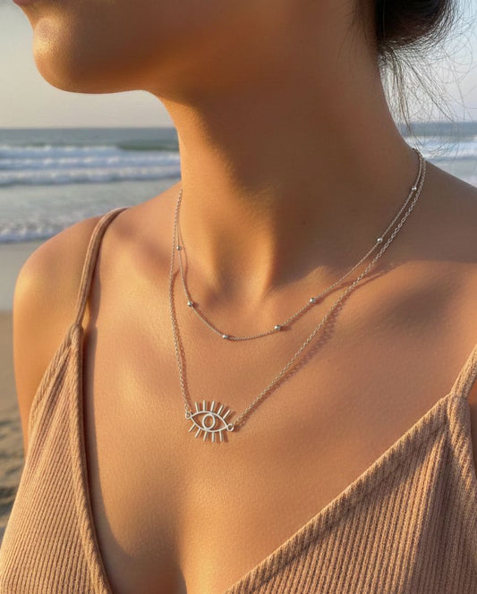 Women Evil Eye Layered Necklace - Nimé By Shop Trendys