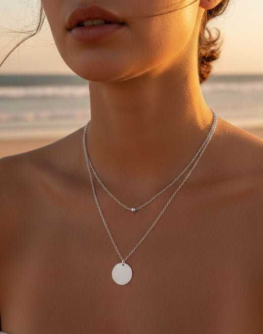 Women Layered Minimal Coin Necklace - Nimé By Shop Trendys