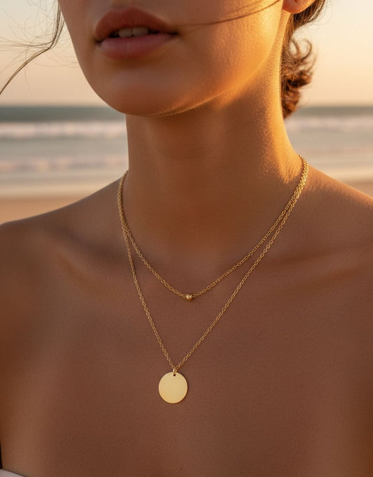 Women Layered Minimal Coin Necklace - Nimé By Shop Trendys