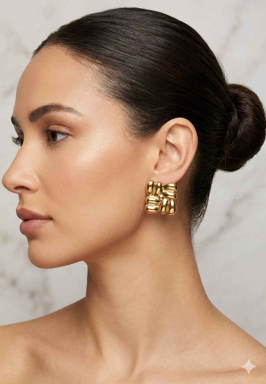 Golden Cute Square Earring - Nimé By Shop Trendys