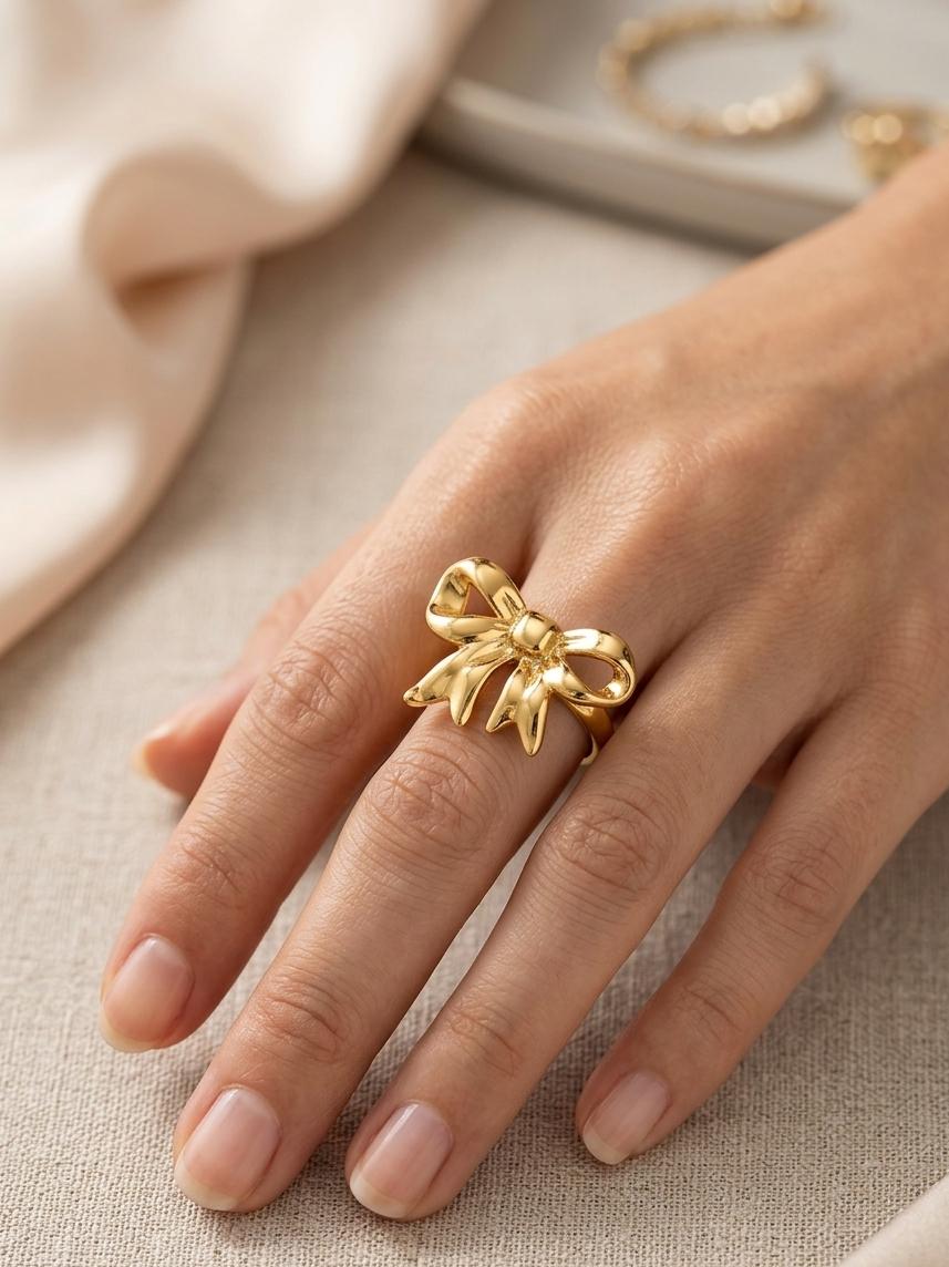 Women Bow Chunky Statement Ring (Adjustable) - Nimé By Shop Trendys