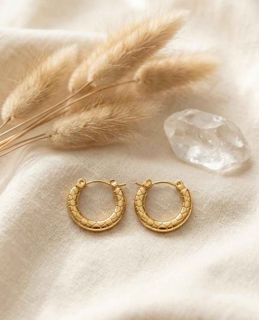 A-003 Women Golden Hoop Earring (Anti Tarnish)