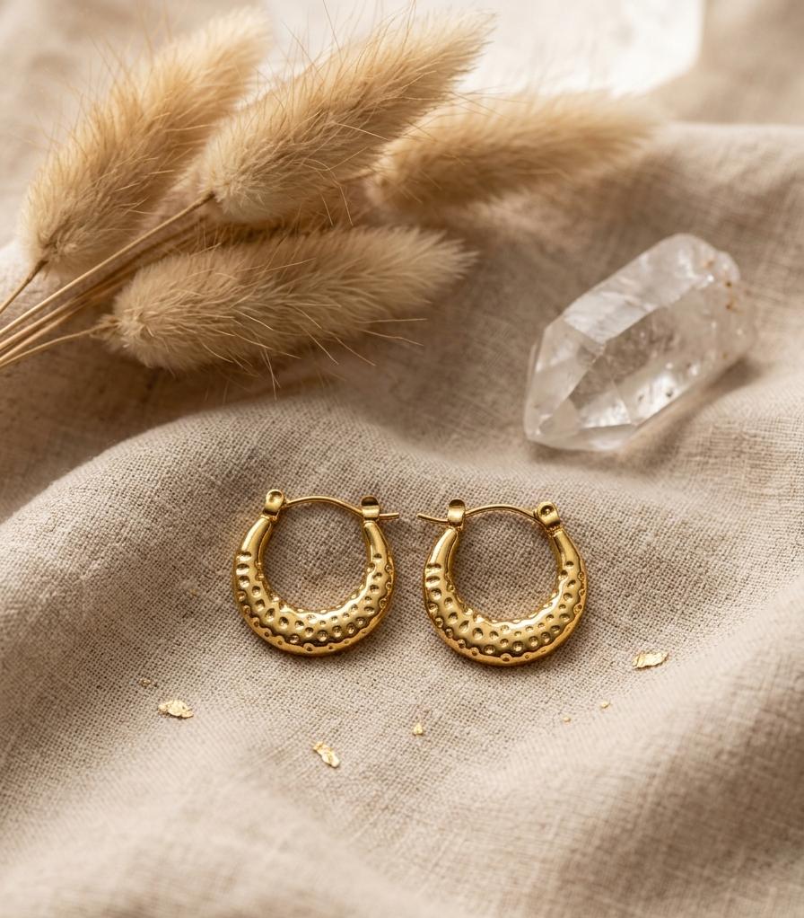 A-007 Women Golden Hoop Earring (Anti Tarnish)