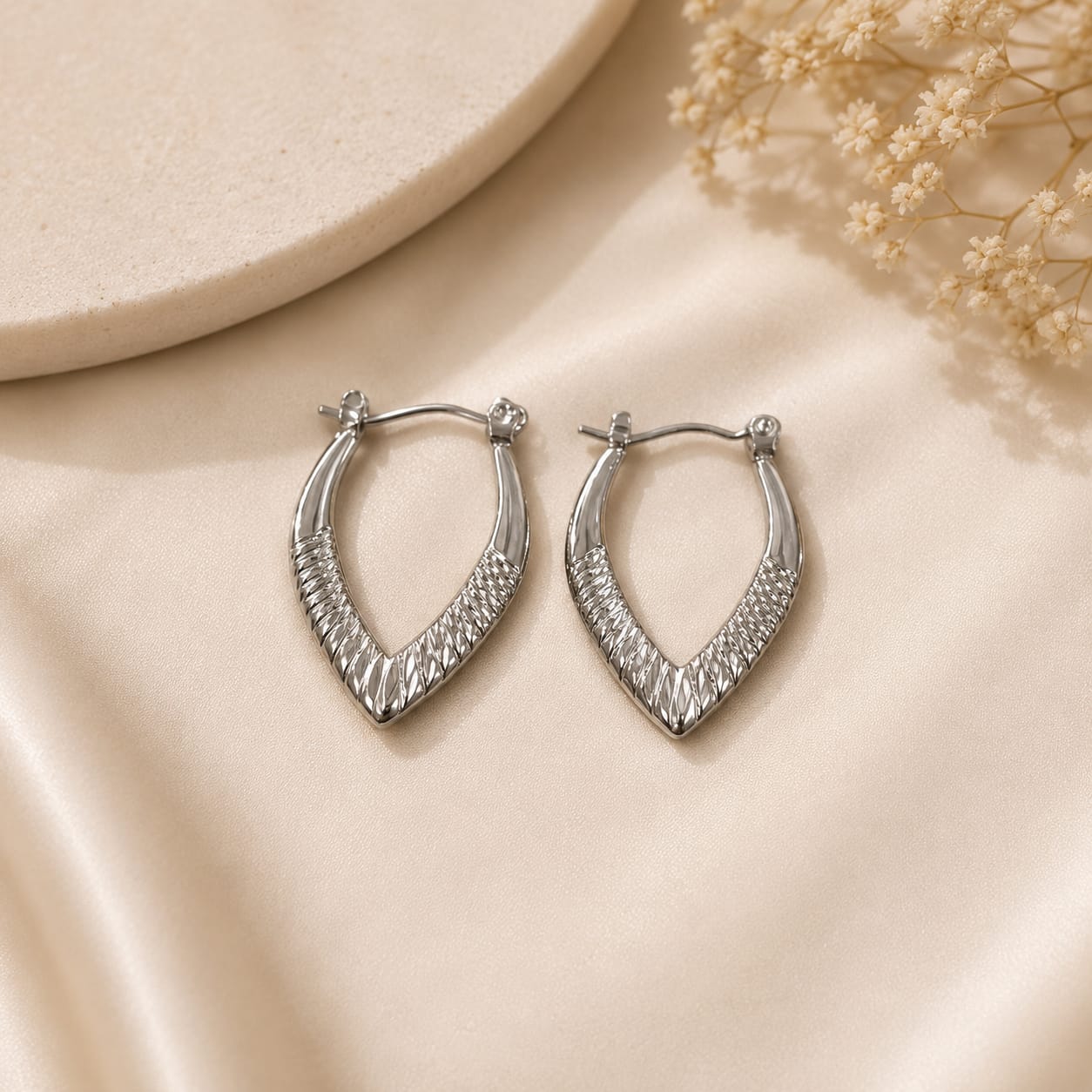 A-021 Women Silver Hoop Earring (Anti Tarnish)