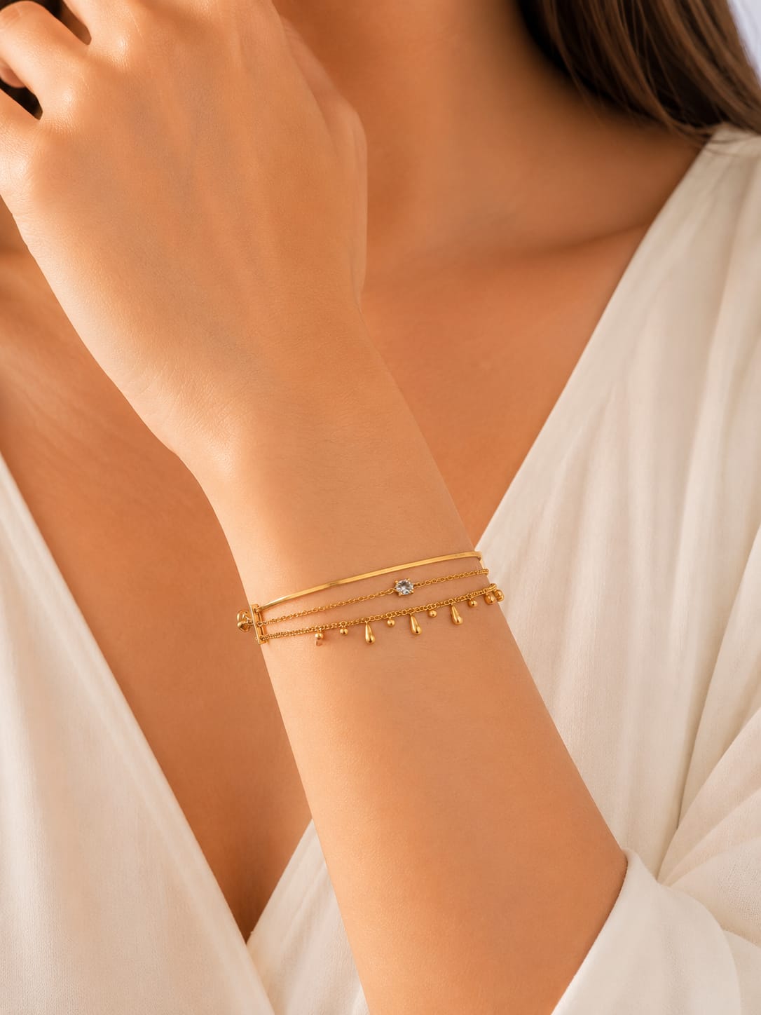 Women Raindrop Layered Bracelet (Anti Tarnish)