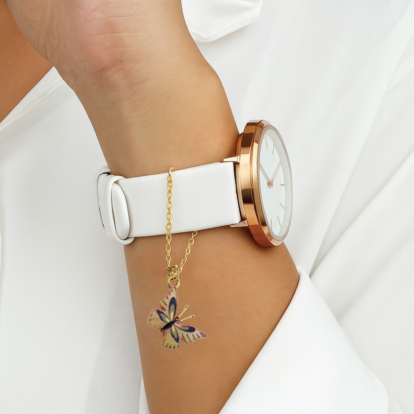Colourful Butterfly Golden Watch Charm